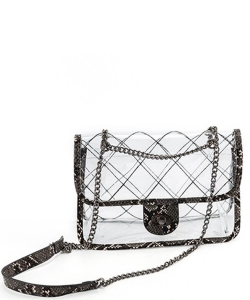 High Quality Quilted Clear PVC Bag BA510003 GRAY SNAKE